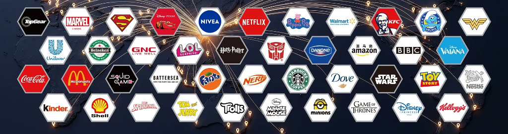 Global Licensed Brand Partners: Disney, Marvel, Coca-Cola, Netflix, Walmart, Starbucks