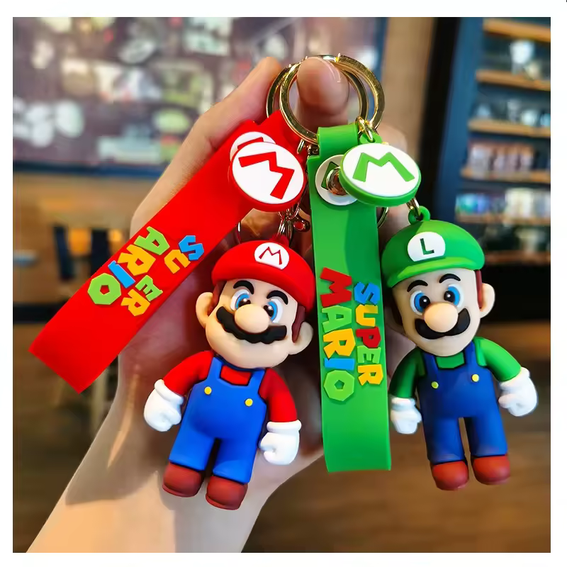 Cartoon 3D PVC Anime Super Marios Bros Keychains Mushroom Luigi Yoshi Ke... - Naike Gifts Jinjiang
