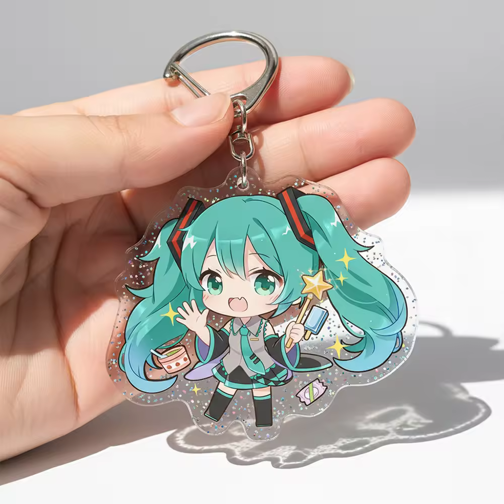 Holographic Cartoon Glitter Acrylic Keychain Keyring Plastic Key Chain A... - Naike Gifts Jinjiang