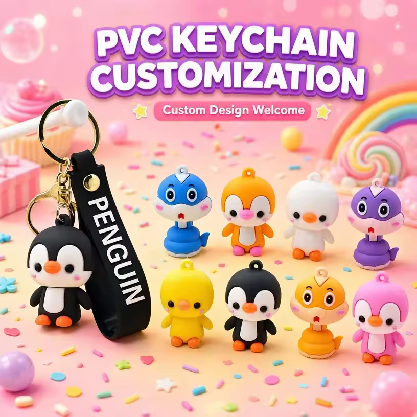 3D PVC Waterproof Letterpress Printed Animal Cartoon Keychains Charms - Naike Gifts Jinjiang